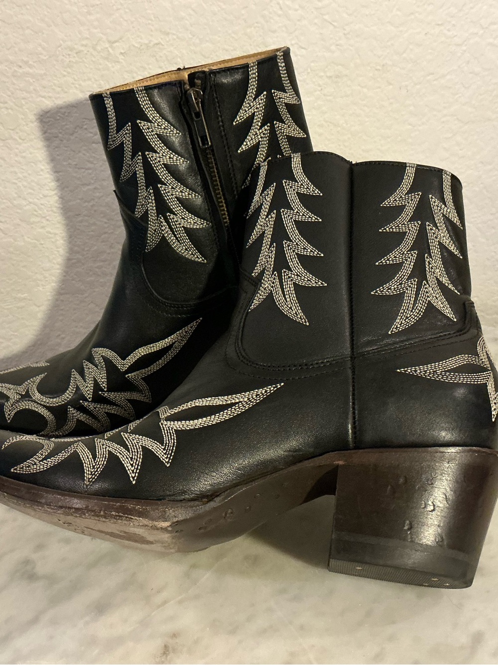 Stetson Black Ankle Western Boots with White Stitching Wm Sz 8.5 - Picture 14 of 17